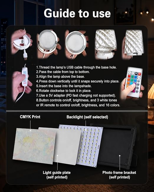 LED Lamp Kit 001 RGB & 3 Color, CMYK LED Illumination Panel Kit FAZ007, Lithophane Light Board Kit KC009 for Bambu Lab Makerworld, 3D Printing LED Light Kit for Beginners, Model Printing Accessory