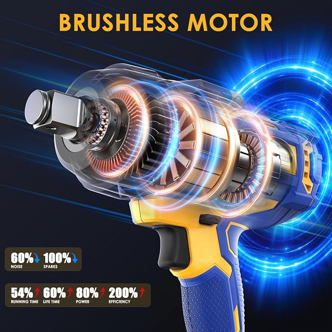Cordless Impact Wrench 3/4" for DEWALT 20V Battery | High Torque 1850FT-LBS Brushless Impact Driver, Auto-Stop Reverse, Variable Speed, Heavy Duty Impact Gun (Bare Tool)