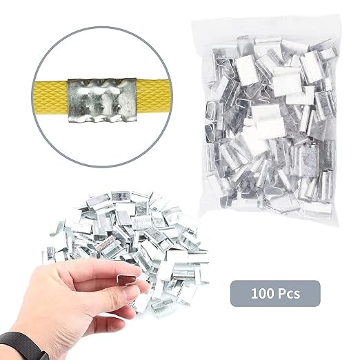 Heavy Duty Pallet Packaging Strapping Tool,Banding Strapping Kit, Strapping Tensioner Tool, Sealing Tool, 1/2" x 320’Polyester (PET) Strapping Roll, 100 pcs Open Metal Clips for Packing