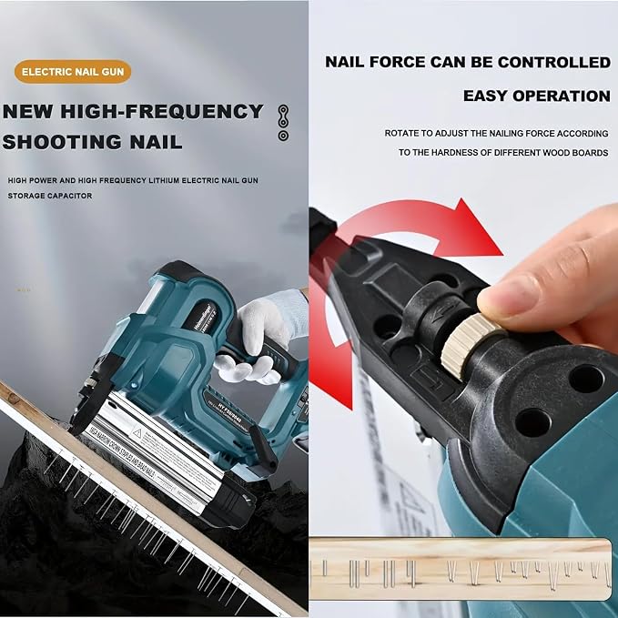2-in-1 Brad Nailer & Stapler for Makita 18V Battery, 18GA Cordless Nail Gun | 2 Inch Nail Gun Staple Gun for Woodworking,Upholstery