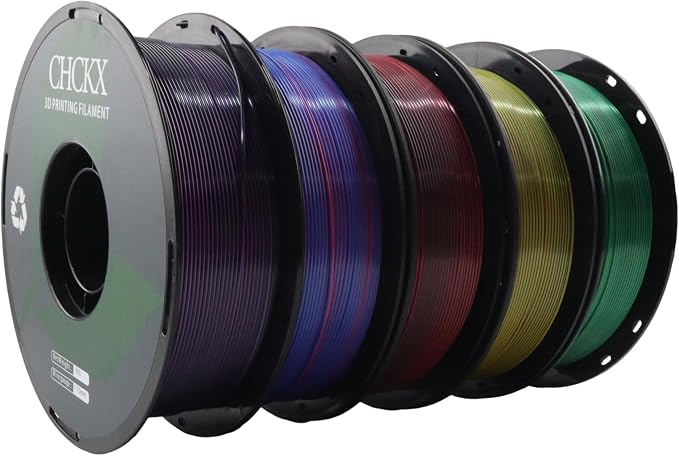 10 Pack PLA Filament Bundle, Silk Dual Color PLA Filament 10 Rolls, 1kg Spool(2.2lbs), 1.75 mm, Dimensional Accuracy +/- 0.02mm, 10 Different Dual Colors