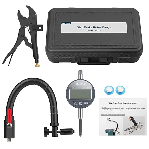 Disc Brake Rotor Gauge Dial Indicator 0-1"/0.0005" Digital Dial Indicator Runout Gauge Ball Joint Runout with 360° Flexible Stem & Locking Pliers for Automotive,Mechanical,Industrial