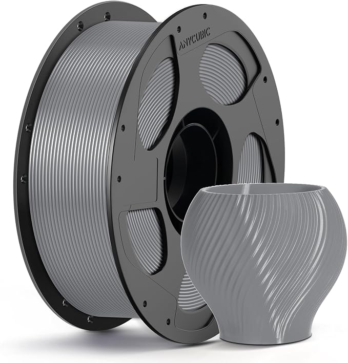 ANYCUBIC PETG Filament 1.75mm, 3D Printer Filament, Dimensional Accuracy +/- 0.02mm, Exceptional Toughness, Print with Most FDM 3D Printers, 1KG Reusable Spool, Grey