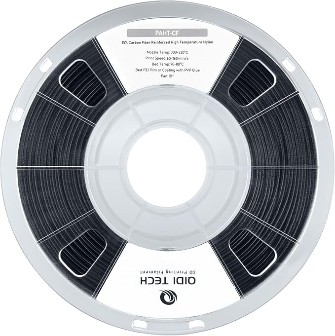R QIDI TECHNOLOGY PAHT-CF Carbon Fiber high Temperature Nylon Filament 1.75mm,1Kg Spool 3D Printing Filament, high Strength, high Precision，Black