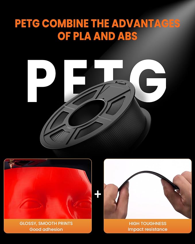 TECBEARS White PETG Filament for 30mm/s - 600mm/s High Speed Printing | 1kg Spool, 1.75mm Filament accuracy +/- 0.02 mm, Neatly Wound Filament, Fit Most FDM Printers and Bambu Labs Printer