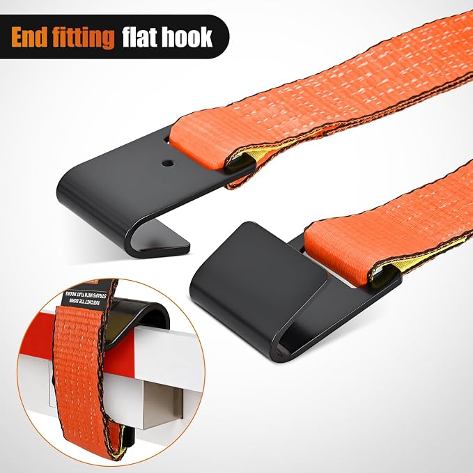 Nilight Flat Hook Ratchet Straps 4 Pack 2 in x 30 Ft Heavy Duty Tie Down Straps 10,000 Lbs Breaking Strength for Truck, Trailers Pickup Orange