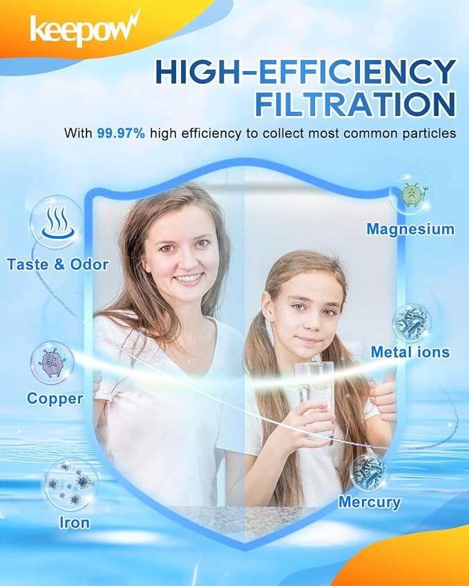 KEEPOW 2387 Pro Water Filter Replacement Compatible with Alexapure Water Filtration System, Reduces Chlorine, Black, 4 Pack