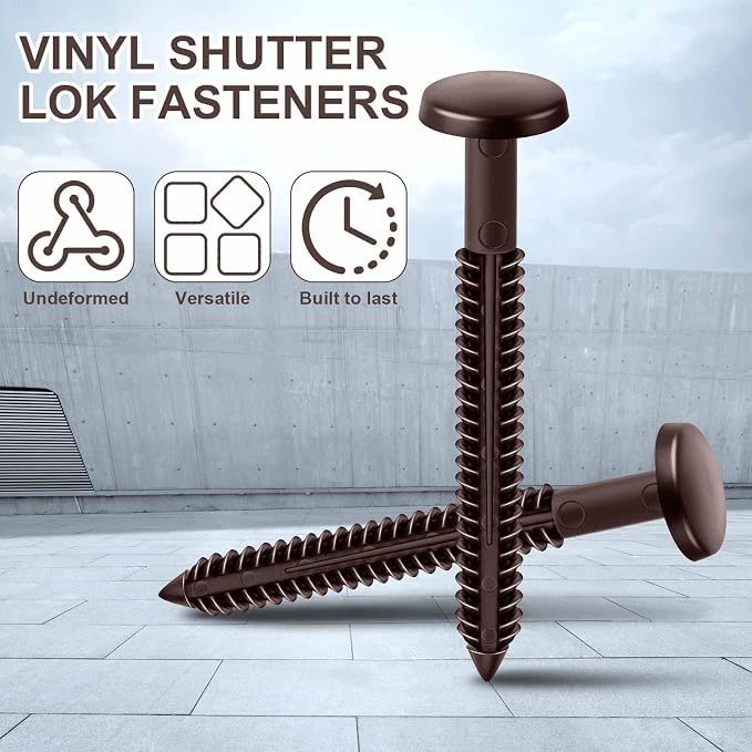 Blulu 1 Pcs 3 Inch Vinyl Shutter Fastener Window Panel Peg Lok Pin Pegs Screws Shutter Spikes Anchor (Federal Brown)