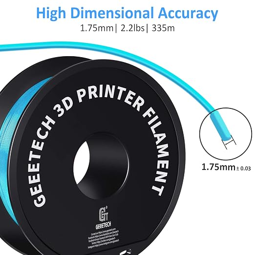 Geeetech 1.75mm PLA 3D Printer Filament, 1kg Spool (2.2lbs), Upgrade Tidy Winding Tangle-Free, Dimensional Accuracy +/- 0.02 mm, Water Blue