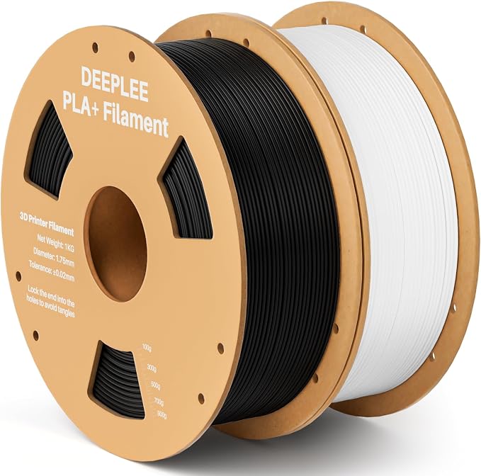 PLA+ 1.75mm 3D Printer Filament, PLA Plus with Dimensional Accuracy +/- 0.02mm, Higher Strength and Toughness, Neatly Wound, No Clogging, Fits for Most FDM 3D Printers, 2 Pack Black & White