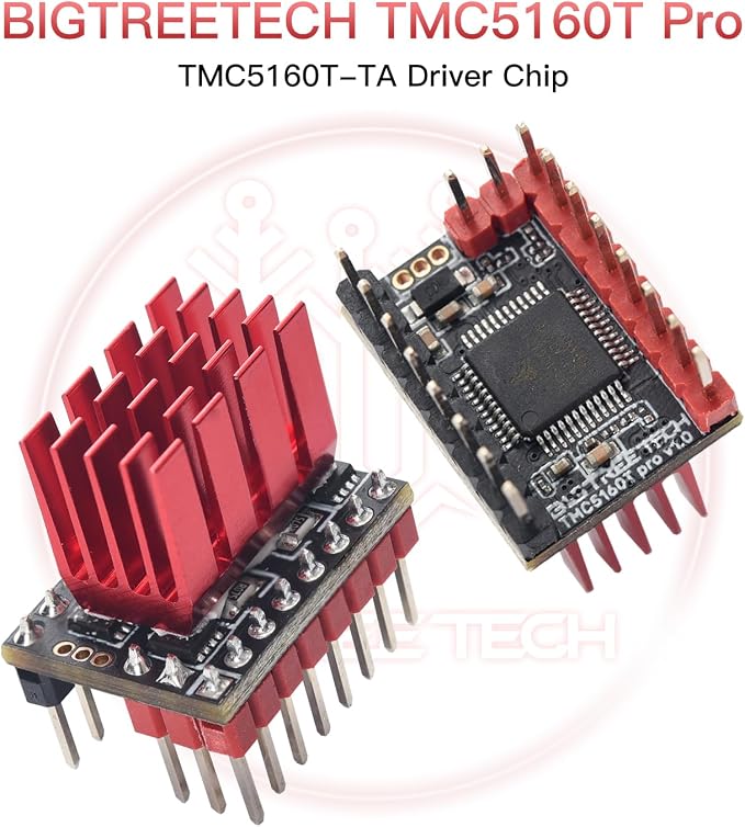 BIGTREETECH TMC5160T Pro V1.0 Stepper Motor Drivers with Heatsink Ultra Silent Driver Support 56V 3A High Speed/Voltage Printing SPI SD Mode for Octopus Pro/Manta M8P/SKR 3 CoreXY/I3 3D Printer 2Pcs