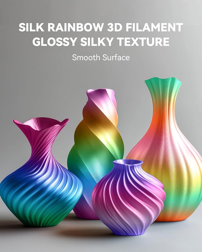 SUNLU Silk Rainbow PLA Filament, Multicolor Silk 3D Printer Filament 1.75mm +/- 0.02mm, Fast Color Change Each 8 Meters, 330 Meters, 1kg/2.2lbs, Silk Rainbow Filament(Lilac-Violet)