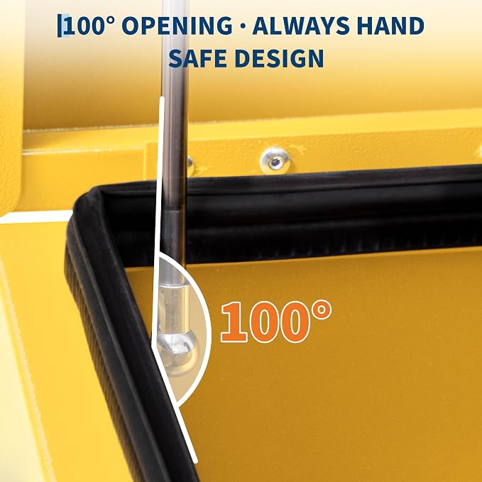GarveeTech Truck Bed Tool Box Heavy Duty Steel Toolbox with Hydraulic-Assisted Lid, Drill-Proof Lock & Weatherproof Seal, Universal Mount for Pickup, Truck Bed, RV, Trailer
