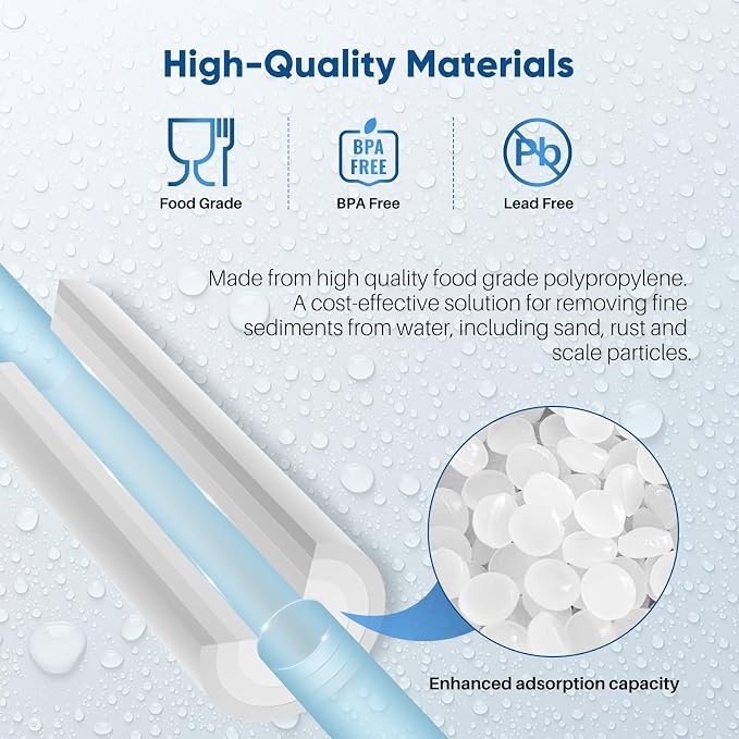 PUREPLUS 5 Micron 10" x 2.5" Whole House Sediment Home Water Filter Cartridge Replacement for Any 10 inch RO Unit, Culligan P5, Aqua-Pure AP110, Dupont WFPFC5002, CFS10, WHKF-G05, 6Pack