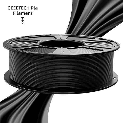 GEEETECH Black PLA Filament 1.75mm, 3D Printer Filament Dimensional Accuracy +/- 0.02mm, 1kg Spool(2.2lbs) 3D Printing Filament Fits Most FDM 3D Printers
