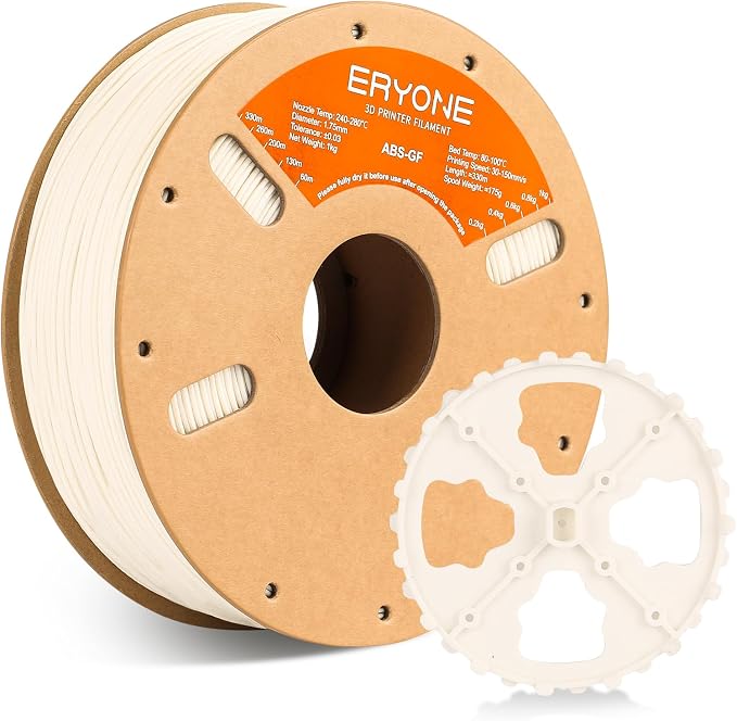 ERYONE ABS Filament, ABS+ 3D Printer Filament 1.75mm +/- 0.03mm, Heat Resistant, High Toughness & Impact Resistance, 1kg (2.2LBS)/Spool, ABS Glass Fiber White