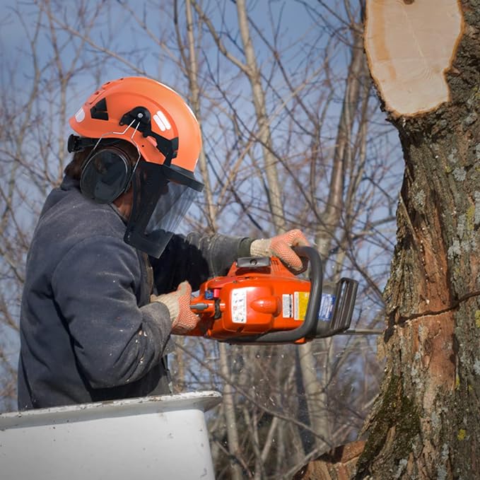 TOOLIOM Chainsaw Helmet with Face Shield and Ear Muffs, Forestry Safety Helmet, ANSI Z89.1 Certified Arborist Helmet, Chainsaw Safety Equipment (with Anti-Fog Goggles)