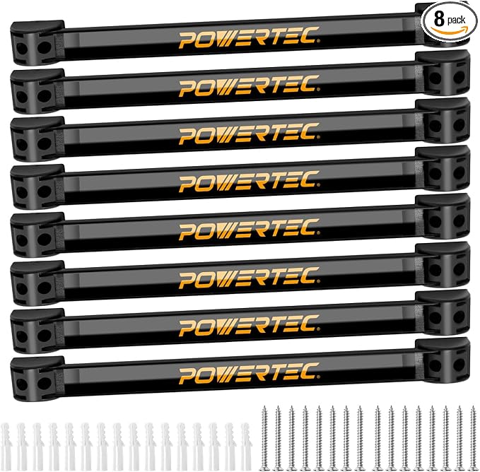POWERTEC 12 Inch Magnetic Tool Holder Strip (8-Pack), Heavy Duty Metal Magnet Bar Organizer for Garage, Workshop and Kitchen, Wall Mount Storage Rack with Screws