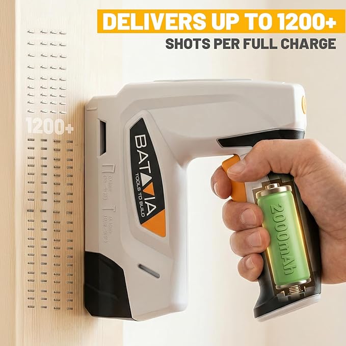 BATAVIA Electric Staple Gun, 2-in-1 Cordless T50 Stapler & Brad Nailer with 2000PCS Staples and Nails, 2000mAh Battery Powered, 4V Electric Stapler for Upholstery, Wood, DIY, Home Improvement