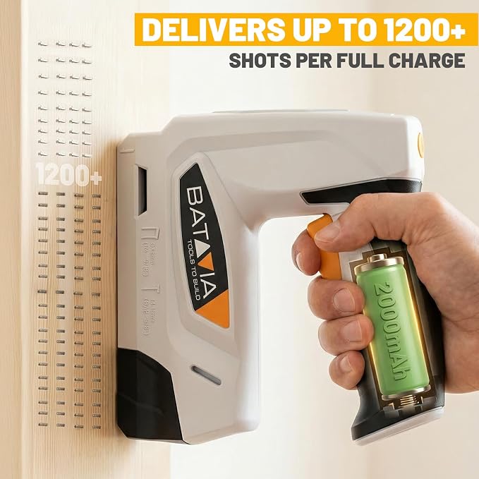 BATAVIA Electric Staple Gun, 2 in 1 Cordless T50 Stapler & Brad Nailer Kit with Remover and 2000PCS Staples Nails, 2000mAh Battery Powered, 4V Electric Stapler for Upholstery, Wood, DIY Home Projects