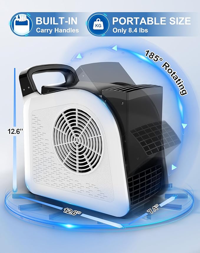 Air Mover Blower Fan - Utility Fan 3 Speeds, 2 AC Outlets, Reset and Circuit Breaker, Carpet Dryer for Garage, Gym, Shop, Kitchen - Ventilating, Cooling and Drying, 12", White