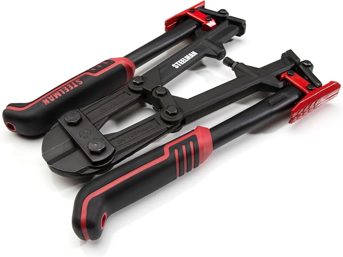 STEELMAN Folding Bolt Cutter with Ergonomic Handles, 24-inch, Cuts Bolts and Locks, Steel Construction, Non-Slip Grip