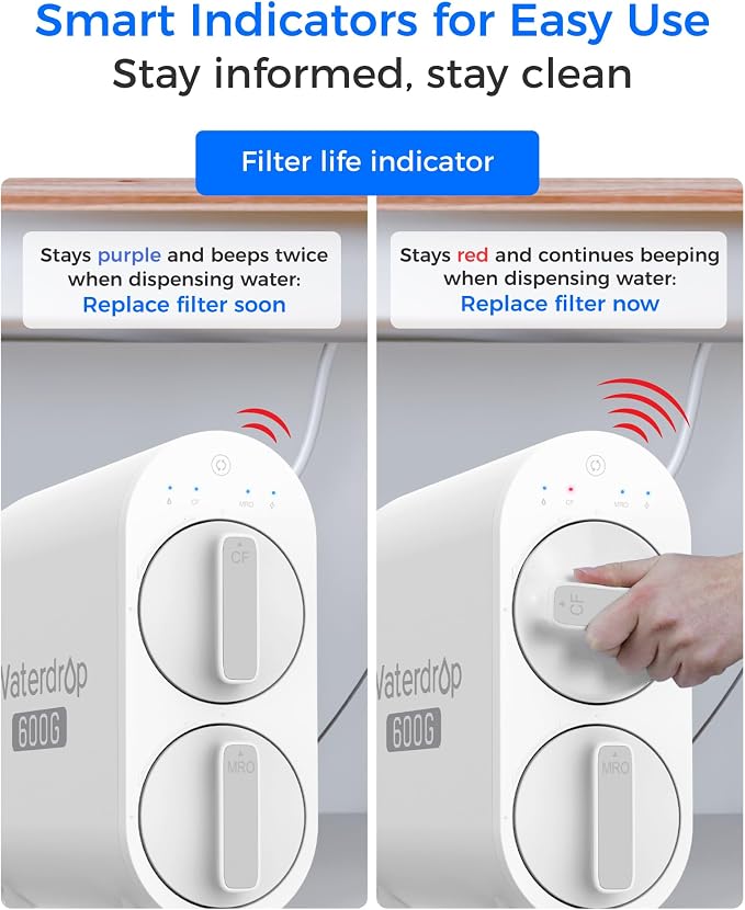 Waterdrop G2CF Filter, Replacement for G2 & G2P600 & G2MNR RO System | 12-Month Lifetime, Under-Sink Water Filter Replacement, Long Lifespan, High Capacity, Easy Replacement