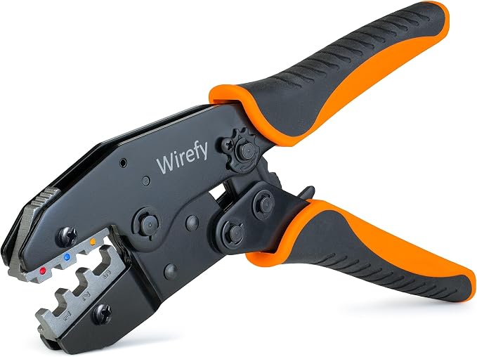 Crimping Tool for Heat Shrink Connectors - Ratcheting Wire Crimper - Crimping Pliers - Ratchet Terminal Crimper - Wire Crimp Tool by Wirefy
