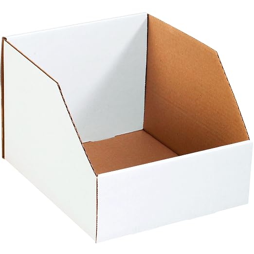Partners Brand PBINJ10128 Jumbo Open Top Bin Boxes, 10" x 12" x 8", Oyster White (Pack of 25)