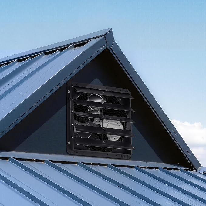 VEVOR 20 inch Exhaust Fan, Wall Mounted Attic Fan with Variable Speed, Temperature & Humidity Controller, 2900 CFM, Automatic Shutter
