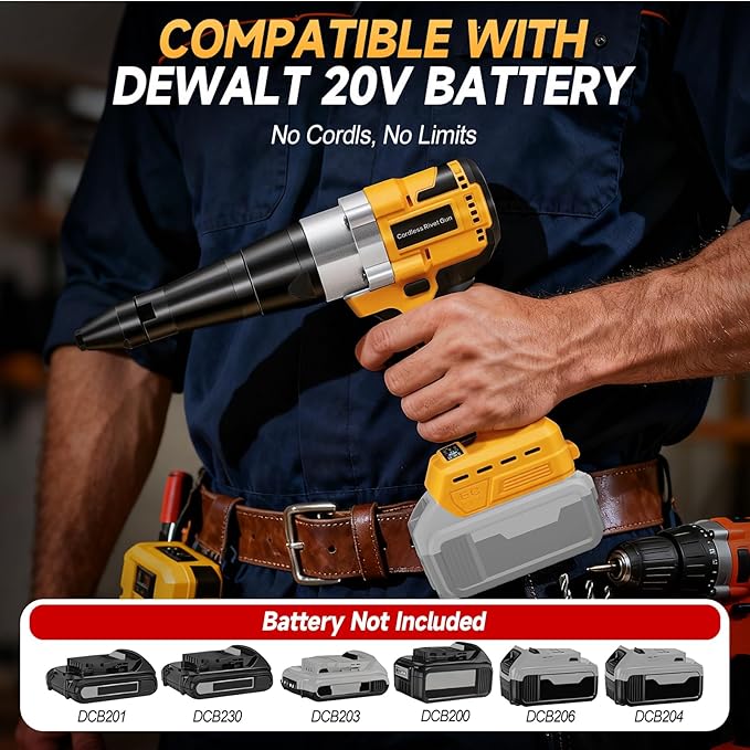 Cordless Rivet Gun Compatible with Dewalt 20V Max Battery with 100pcs Rivets (Battery Not Included), Brushless Electric Pop Rivet Gun Tool with 3 Size (1/8", 5/32", 3/16") Rivets Head