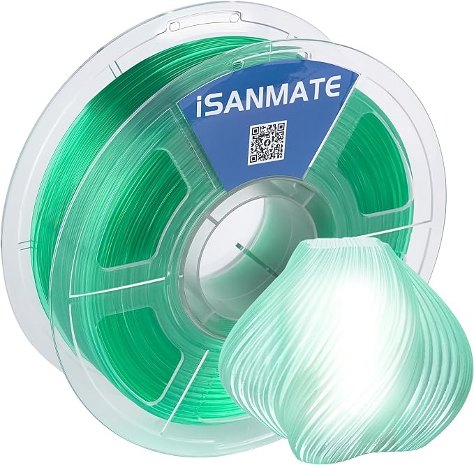 iSANMATE Rapid PETG Translucent Teal 3D Printer Filament 1.75mm,50-400mm/s High Speed Clear PETG Filament,Dimensional Accuracy ±0.02mm Specifically Designed for Lamps for Bambu Lab 3D Printers