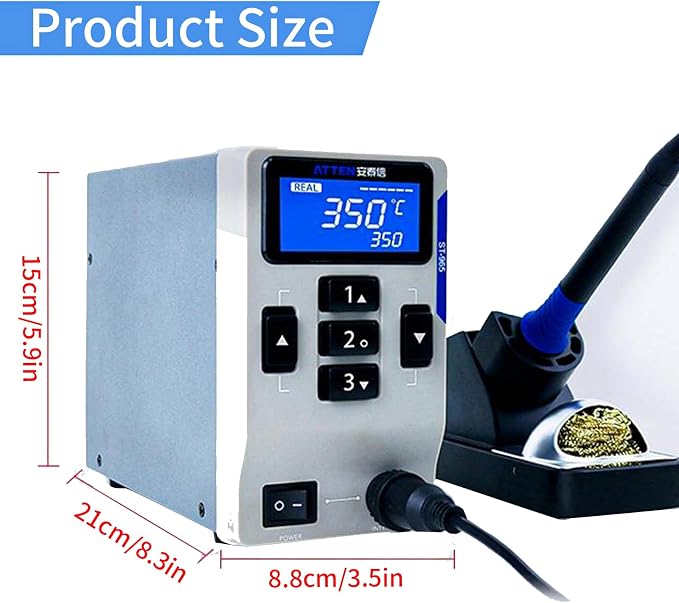 ATTEN ST-965 Soldering Station, Digital Display Welding Station, Equipped with Automatic Sleep Function and ℃/℉ Switching, Suitable for Mobile Phone Chip and Electronic Repair. 110V 65W