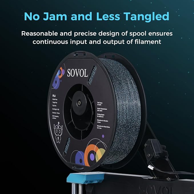 Sovol 3D Printer Luminous Filament, Glow in The Dark PLA 1kg (2.2 lbs) Spool 3D Printing Materials, Dimensional Accuracy +/- 0.03 mm, 1.75 mm, Shiny Blue