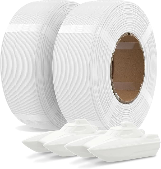 OVERTURE 2KG Bundle Refill PETG 3D Printer Filament 1.75mm, 2 Pack 1kg(2.2lbs), Refilament for Bambu Lab Reusable Spool, Accuracy +/- 0.02 mm, Fit Most FDM 3D Printers(White*2)