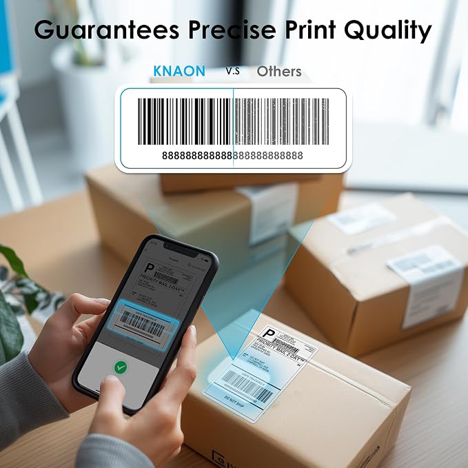 KNAON Bluetooth Thermal Shipping Label Printer, 4x6 Portable Thermal Address Label Printer for Small Business, Compatible with iPhone,Android,Windows,Mac,–Works with Etsy Shopify USPS&More, Pink