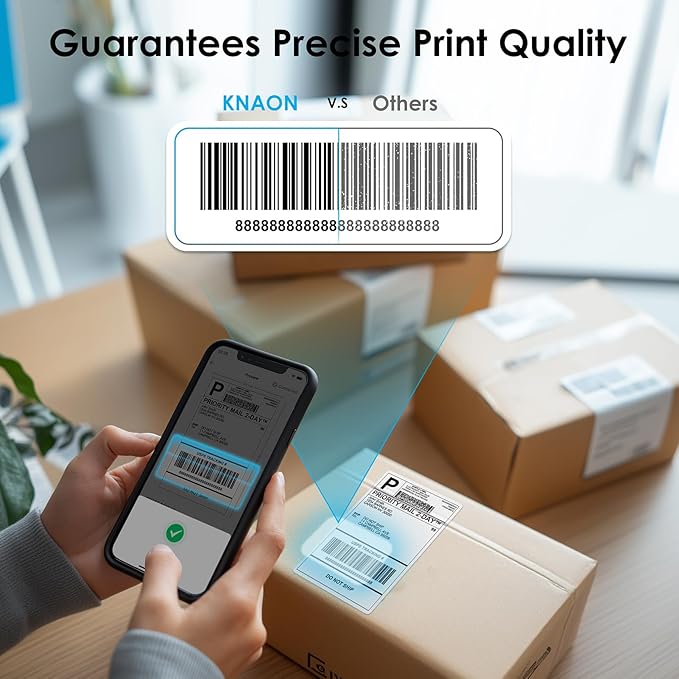 KNAON Bluetooth Thermal Shipping Label Printer, 4x6 Portable Thermal Address Label Printer for Small Business, Compatible with iPhone,Android,Windows,Mac,–Works with Etsy Shopify USPS&More, Black