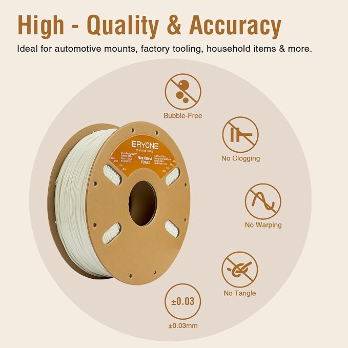 ERYONE Alloy Material PC/ABS Filament 1.75mm +/- 0.03mm, 3D Printing Filament PC/ABS, Industrial-Grade, Heat-Resistant, 1kg Spool (2.2LBS), White