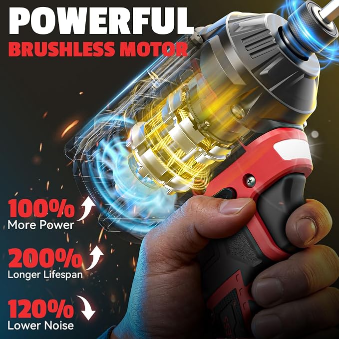 Cordless Brushless Drill Driver and Impact Driver Combo Kit Compatible with Milwaukee 18V Battery(Tool Only), DIYtoolifz Brushless Power Tool Combo Set, High Torque, Compact Lightweight, 9 Bits