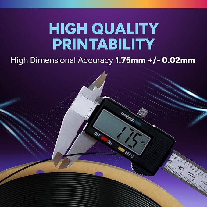 OVERTURE High Speed TPU 95A Flexible 3D Printer Filament 1.75mm | High Elasticity & Durability Filament,2kg Spool(4.4lbs),Fit Most FDM Printer(HS TPU 2kg Black 1-pack)