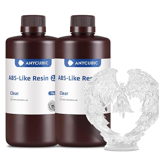 ANYCUBIC 2nd Gen Resin Technology ABS-Like Resin 2.0 Bundle, 3D Printer Resin with High Toughness, More Precise Details, Wide Compatibility for All LCD Resin 3D Printers (Clear, 2kg in Total)
