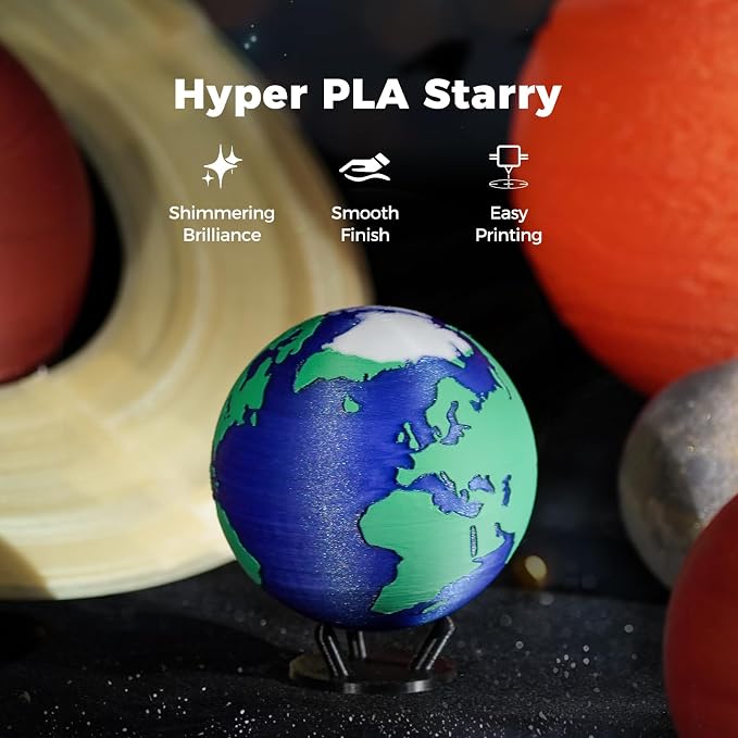 Creality Hyper PLA Galaxy Filament 1.75mm 1KG, Starry Sparkle PLA 3D Printer Filament with RFID, Designed for High Speed 30-600mm/s, Cosmic Shine for Artistic and Decorative Prints (Stardust Gray)
