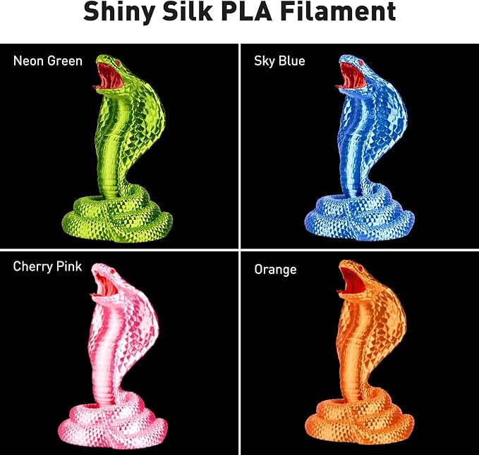 ERYONE PLA Filament 3D Printer Filament Bundle Multicolor 1.75mm +/- 0.03mm, PLA Filament 250g Spool, 4 Rolls, Silk Pla 4