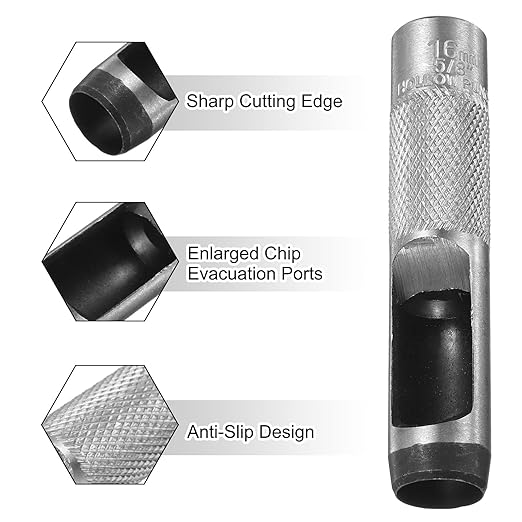 HARFINGTON Leather Round Hole Punch, 16mm Hollow Hole Puncher Cutter Carbon Steel Circle Hole Punching Cutting Tool for Belt/DIY Leather Craft