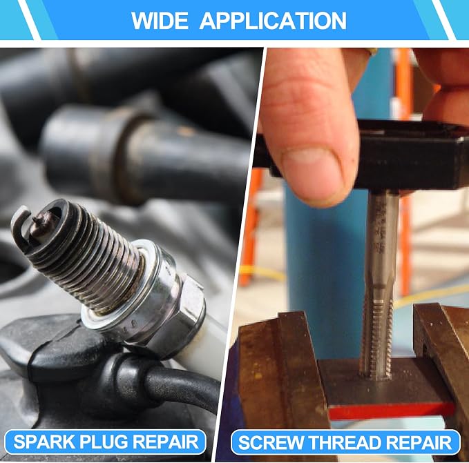 Spark Plug Thread Repair Kit, 28 PCS 4 Sizes High Speed Steel Tap and 5 Sizes Insert, All in One Repair Tools Set with Storage Case for The Most Trucks Cars Engines Broken Cylinders Repair