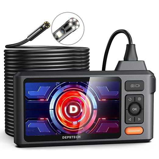 DEPSTECH DS650 210° Two-Way Articulating Borescope Tool, Industrial Endoscope Camera with Lights, 0.24in Slim Probe, DS520 50FT Sewer Inspection Camera,DEPSTECH 1080P Dual Lens Endoscope