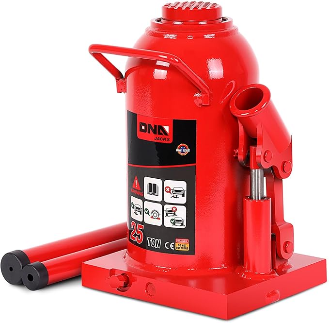 DNA Motoring 25 tons / 55115 lbs Lifting Automotive Welded Hydraulic Bottle Jack for Repair Vehicle, Pickup, Truck, w/Manual Handle, Red,TOOLS-00363