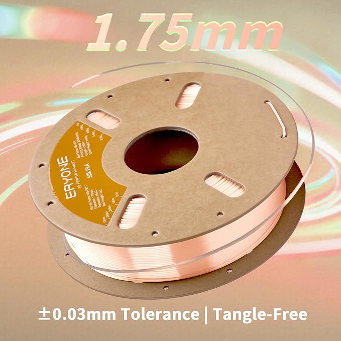 ERYONE Silk PLA Filament for 3D Printer 1.75mm +/- 0.03mm, Shiny Filament 1kg (2.1lbs)/Spool, Apricot