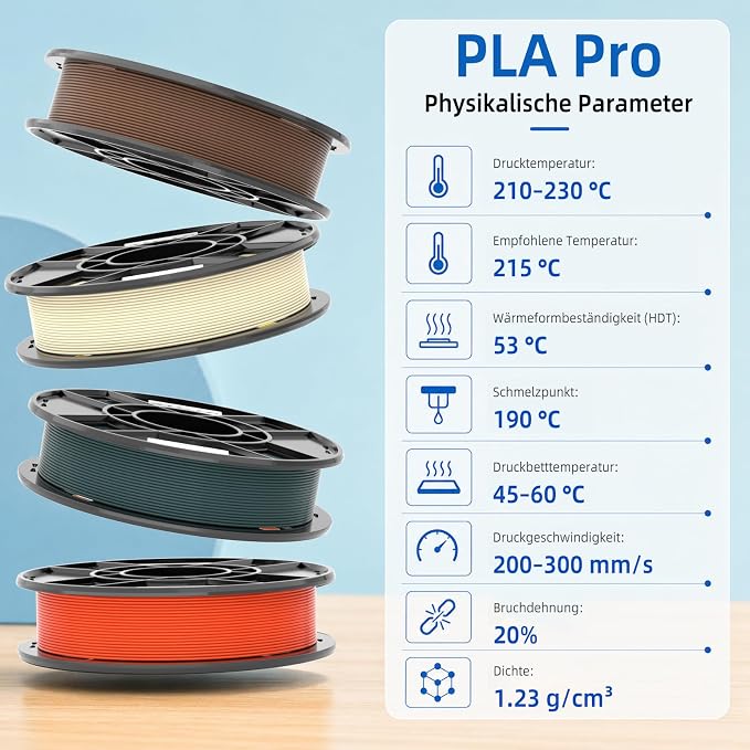 3DHoJor PLA+ 3D Printer Filament Bundle, Multicolor PLA+ Filament 1.75mm, Vacuum Packed, 0.25kg*8 Pack, 2kg Total, Black+Bone White+Grey+Brown+Red+Blue+Almond Yellow+Green