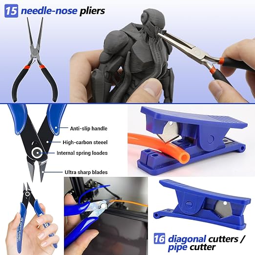 262 Pcs 3D Printer Tool Set w/Bag, Nozzle Kit & Mini Electric Grinder